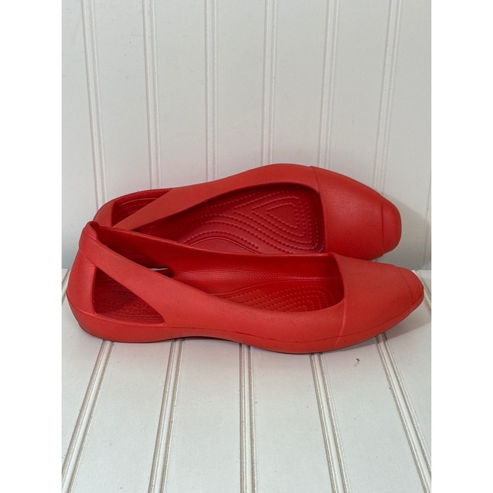 Crocs Sienna Flat Women Size 8 Red Orange Slip - On Shoes